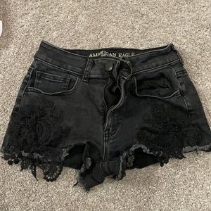 black denim shorts